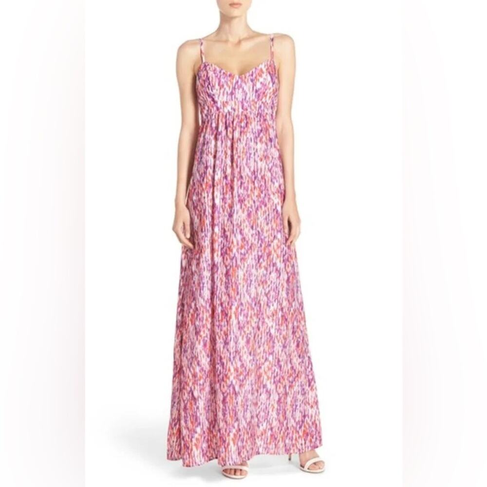 Felicity & Coco Maxi Dress coral purple multi color Size XL